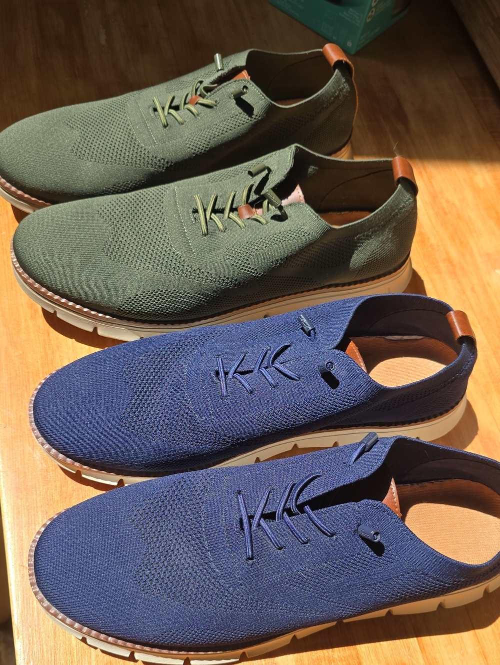 Men's Lightweight Knit Casual Shoes - Olive & Navy